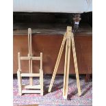 TWO WOODEN ARTIST'S EASELS