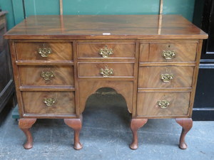 ANTIQUE MAHOGANY EIGHT DRAWER WRITING DESK