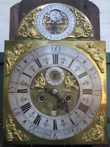 GOOD QUALITY EBONISED CASED 8 DAY LONGCASE CLOCK WITH EARLY 18th CENTURY BRASS DIAL BY JOHN ROYLE, - Image 2 of 3