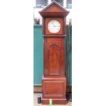 GOOD QUALITY MAHOGANY CASED MID VICTORIAN PRECISION LONGCASE CLOCK WITH CIRCULAR ENAMELLED DIAL,