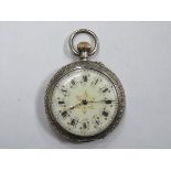 HALLMARKED SILVER FRENCH STYLE FOB WATCH WITH GILDED AND ENAMELLED DIAL