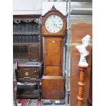 ANTIQUE OAK CASED LONGCASE CLOCK WITH CIRCULAR ENAMELLED DIAL, BY LITHERLAND & CO,