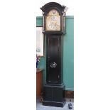 GOOD QUALITY EBONISED CASED 8 DAY LONGCASE CLOCK WITH EARLY 18th CENTURY BRASS DIAL BY JOHN ROYLE,