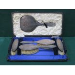 CASED HALLMARKED SILVER FIVE PIECE DRESSING SET