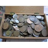 VINTAGE CIGAR BOX CONTAINING VARIOUS COINAGE