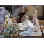 PARCEL OF EIGHT VARIOUS FIGURES INCLUDING LLADRO STYLE