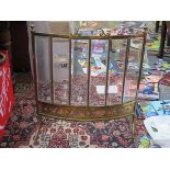 VINTAGE BRASS AND GLASS BOW FRONTED FIRE SCREEN