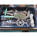 TRAY LOT INCLUDING VARIOUS CORK SCREWS, WHISK ETC.