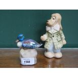 ROYAL DUX CERAMIC DOG AND ROYAL DOULTON CERAMIC DUCK