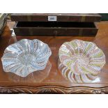 PAIR OF WAVE EDGED VICTORIAN RIBBON DISHES WITH AIR TWIST STYLE DECORATION