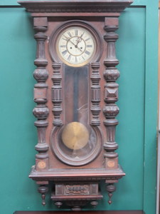 ANTIQUE MAHOGANY VIENNA WALL CLOCK,