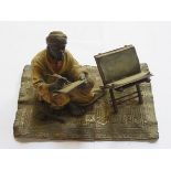 BERGMAN COLD PAINTED BRONZE FIGURE OF A SEATED MIDDLE EASTERN STYLE GENTLEMAN