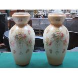 PAIR OF 'DEVON WARE' FLORAL DECORATED CERAMIC VASES,