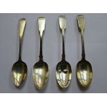 PAIR OF LARGE VICTORIAN SILVER SPOONS AND TWO OTHERS