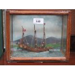 VICTORIAN STYLE MODEL BOAT IN GLAZED CASE