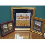 THREE FRAMED SETS OF 1970s HALLMARKED SILVER AND SILVER GILT LIMITED EDITION PLAQUES RELATING TO