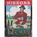 HIGSONS BREWERY '12th MAN' HANDPAINTED PUB SIGN,