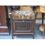 INLAID MAHOGANY UPHOLSTERED PIANO STOOL