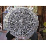 HIGHLY DECORATED SILVER MEXICAN AZTEC WALL PLAQUE, POSSIBLY MAYAN,