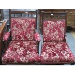 UPHOLSTERED MAHOGANY ARMCHAIR AND ANOTHER CHAIR