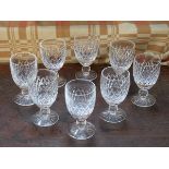 SET OF EIGHT WATERFORD CRYSTAL DRINKING GLASSES (ONE AT FAULT)