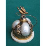 VICTORIAN GILT METAL PIERCEWORK AND MOTHER OF PEARL DECORATED PALAIS ROYAL DESK COUNTER BELL