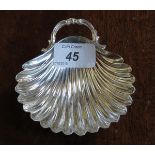 HALLMARKED SILVER SHELL FORM DISH ON RAISED CLAW SUPPORTS, LONDON ASSAY, DATED 1890,