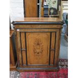 GOOD QUALITY ANTIQUE WALNUT SINGLE DOOR PIER CABINET, DECORATED WITH INLAY,