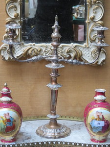 SILVER PLATED TWO SCONCE CANDELABRA,