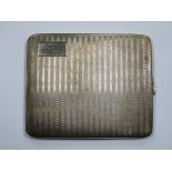 HALLMARKED SILVER MACHINE TURNED CIGARETTE CASE, BIRMINGHAM ASSAY, DATED 1932, BY BRAVINGTONS LTD.