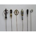 SIX VARIOUS HAT PINS INCLUDING ONE BY CHARLES HORNER