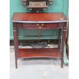 REPRODUCTION MAHOGANY BOW FRONTED SINGLE DRAWER SIDE TABLE
