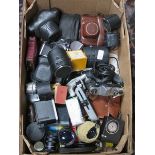 PARCEL OF VARIOUS VINTAGE CAMERAS AND ACCESSORIES, LENSES ETC.