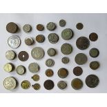 PARCEL OF BRITISH AND FOREIGN COINAGE INCLUDING 17th CENTURY ITALIAN COIN, EUROPEAN, AMERICAN, ETC.