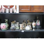 SUNDRY LOT OF MOSTLY DAMAGED CERAMICS INCLUDING TWO PIECES OF WEMYSS, HADLEYS WORCESTER VASE,