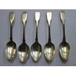SET OF FIVE VICTORIAN SILVER SPOONS,