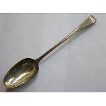 LARGE GEORGIAN SILVER SERVING SPOON LONDON ASSAY