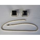 PAIR OF STERLING SILVER CLIP ON EARRINGS PLUS 925 SILVER CHAIN