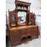 LARGE CARVED MAHOGANY VICTORIAN MIRROR BACK SIDEBOARD