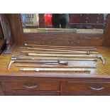 QUANTITY OF VARIOUS SWAGGER STICKS, RIDING CROPS ETC.