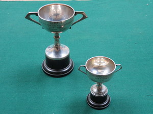 TWO HALLMARKED SILVER GOLFING TROPHIES,