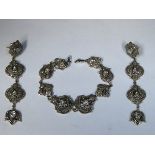 GOOD QUALITY VICTORIAN DIAMOND SET BRACELET WITH MATCHING DROP EARRINGS