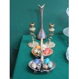 SMALL SUNDRY LOT INCLUDING PAIR OF DANISH SILVER COLOURED VASE,