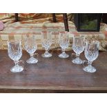 SET OF SIX WATERFORD CRYSTAL IRISH COFFEE CANS ON STEMMED SUPPORTS
