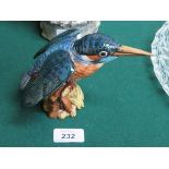 BESWICK GLAZED CERAMIC KINGFISHER (A/F)