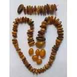 AMBER NECKLACE (AT FAULT) AND LOOSE AMBER BEADS