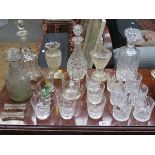 PARCEL OF GLASSWARE INCLUDING DECANTERS, ETC.