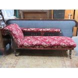 VICTORIAN MAHOGANY UPHOLSTERED CHAISE LONGUE