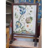 OAK FRAMED EMBROIDERED FIRESCREEN