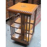 ANTIQUE INLAID MAHOGANY REVOLVING BOOKCASE